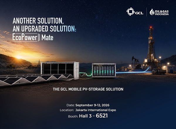 GCL SI showcases its EcoPower Mate mobile PV-storage solution at Oil & Gas Indonesia 2026 in Jakarta