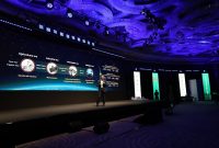 Calvin Zhao, President of MAE Product Line, Wireless Network Solution, Huawei, menyampaikan presentasi di GSMA M360 ASEAN 2026