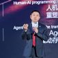 Leon Wang, President of Huawei's Data Communication Product Line, delivering a speech