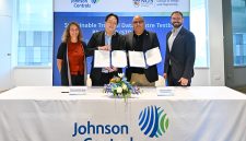 (From Left to Right) Dr. Ursula Oesterle, vice president (Industry) at the National University of Singapore, Professor Lee Poh Seng, programme director of the Sustainable Tropical Data Centre Testbed (STDCT) and head of Department of Mechanical Engineering at the College of Design and Engineering at the National University of Singapore, Ali Badreddine, vice president and general manager for Southeast Asia Business and Asia Pacific Data Centre Solutions, Johnson Controls and Austin Domenici, president, Data Centre Solutions, Johnson Controls, at the STDCT 2.0 signing ceremony.