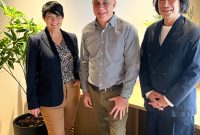 (Left to right): Deborah Kirkham, CEO of Side; Andrea Cordella, Global Head of Art and Chengdu Studio Head at Side; and Teppei Tachibana, Chairman of Side, President and CEO of Pole To Win Holdings officially announce Side Chengdu.